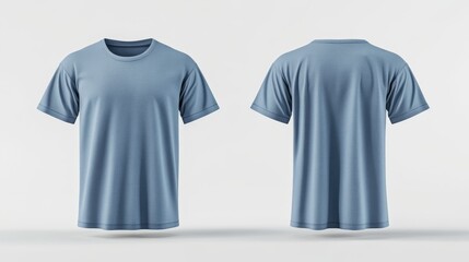 Naklejka premium Light blue t-shirt mockup. T-shirt front and back template