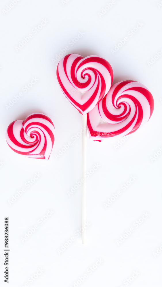 Canvas Prints Heart-Shaped Lollipops on a White Background