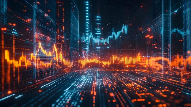 Vibrant data visualization, digital background