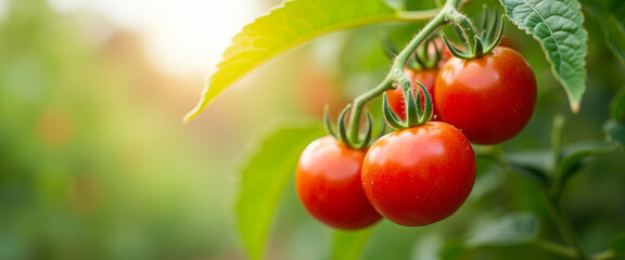 Close Up of Ripe Tomatoes on the Vine