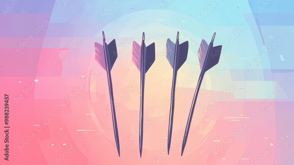 Aufkleber simplistic vector darts arrows on transparent background with pastel colors | minimalist design with