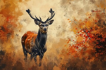 A Majestic Stag in an Autumnal Landscape