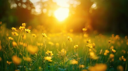 Obraz premium sunset in the field