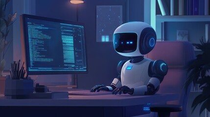Fototapeta premium robot with computer
