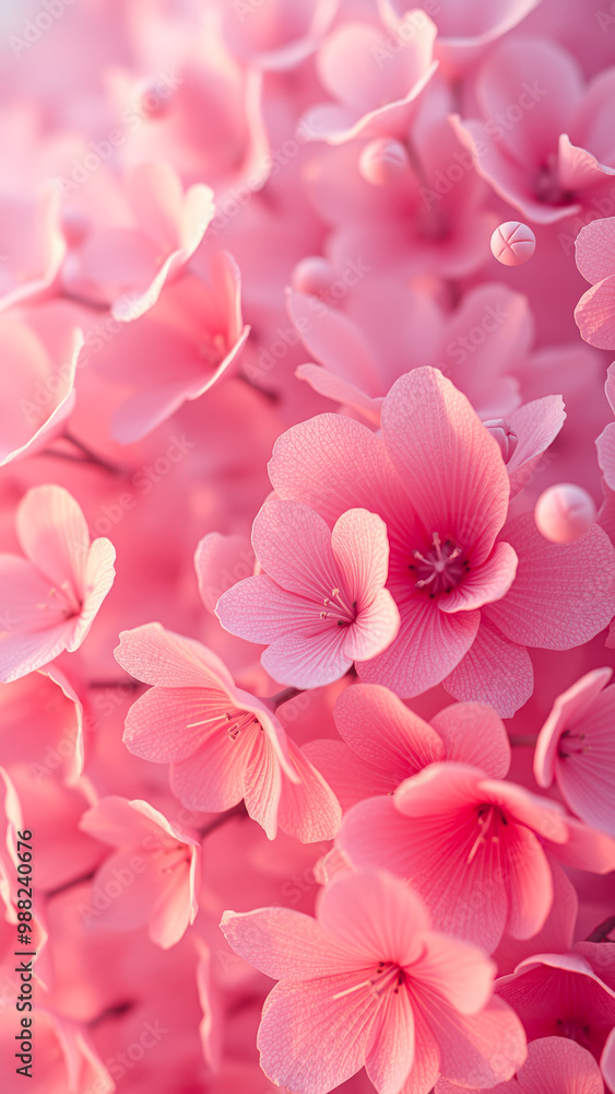 Sticker Pink Flower Petals Close-Up