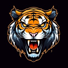 A Close-Up of a Growling Tiger's Head with Sharp Teeth and Intense Eyes