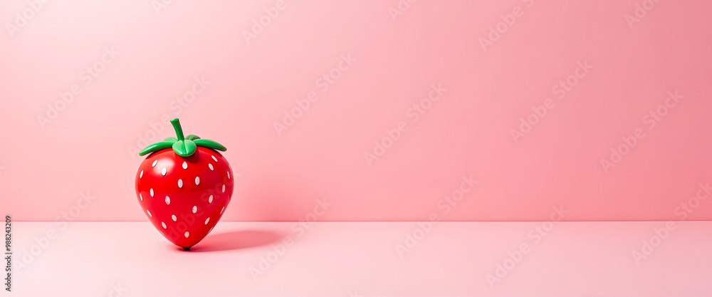 Wall mural Strawberry on a Pink Background