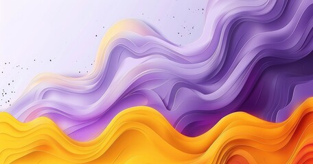 Abstract waves of purple and orange create a vibrant and dynamic background.