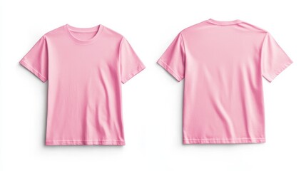 Pink t-shirt mockup. T-shirt front and back template