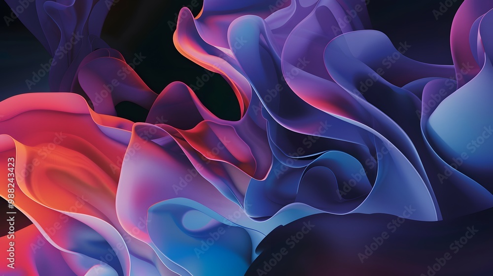 Poster emotional connection: an artistic depiction of how dark mode can evoke emotions, using abstract shap