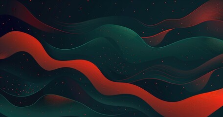 Abstract wavy design with dark tones and red accents, creating a dynamic visual flow.