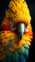 Fototapeta premium Close-up of a Vibrant Parrot's Feathers
