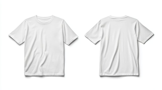 White t-shirt mockup. T-shirt front and back template
