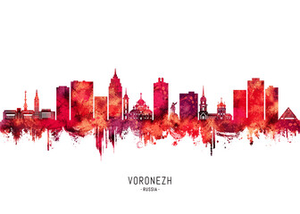 Obraz premium Voronezh Russia Skyline Red