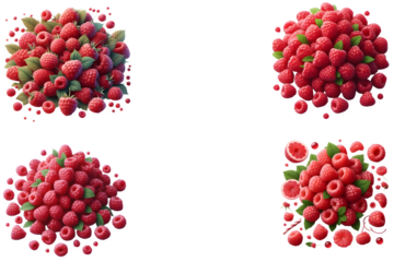 Natural fruits raspberry raspberries, many angles and view  isolated on transparent background, PNG file Mockup template for graphic design