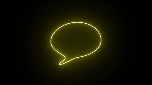 Neon glowing messenger line icon. Yellow color neon chat box .Speech bubble sign. Chat message and neon chat box frame.
