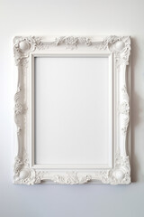 PNG ornate white picture frame mockup, transparent design