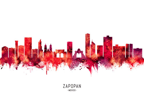 Zapopan Mexico Skyline Red