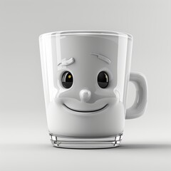 3D Cartoon Character with Happy Drinking Glass
