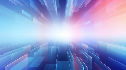 Obraz premium Beautiful rays illuminate universal abstract gray-blue background for presentations, rail track and cityscape of tokyo from speed train.