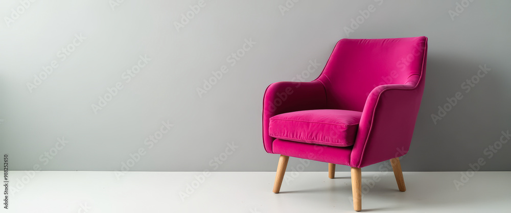 Poster Pink armchair on white background