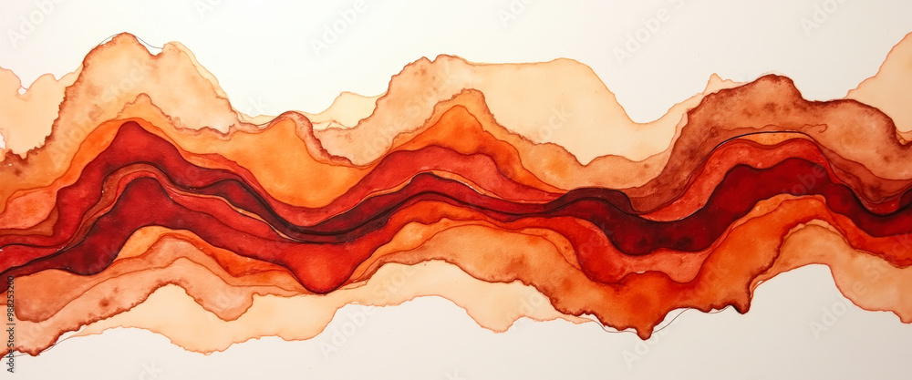 Poster Abstract Alcohol Ink Art in Red and Orange Hues