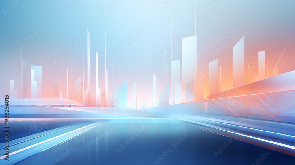 Poster blur high speed business forward with large capital office building background, stunning reflections