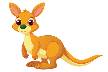 A cheerful cartoon kangaroo stands on a white background, featuring bright colors and a friendly expression, perfect for kids' illustrations.