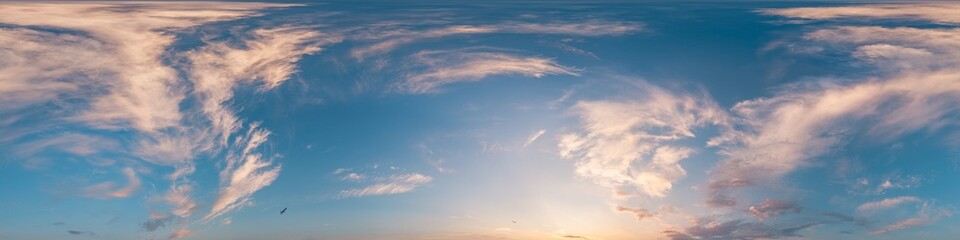 Sky 360 panorama - Bright blue sky filled with fluffy white Cumulus clouds. Seamless hdr spherical...