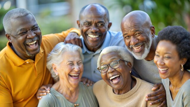 Elderly Joy - A group of senior Black Americans sharing joyful moments.

