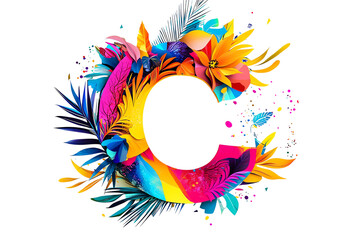 Fototapeta premium Elegant Floral Letter C with Botanical Elements and Vibrant Flowers - Creative Typography Illustration on Transparent Background for Decorative Alphabet Art