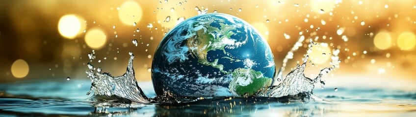 Close-up globe that floating water center image continents Conceptual of Clean