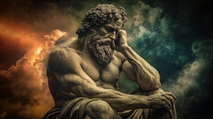 Digital art piece that appears to be portrait Majestic ancient roman god