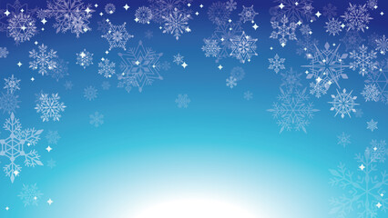 雪の結晶が美しい背景用ベクターイラスト（青系）