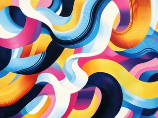Abstract Art with Intertwined Colorful Waves