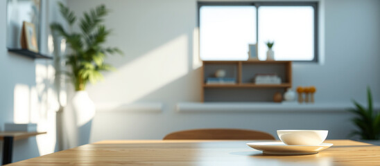 Empty Coffee Table with Cup and Saucer in Modern Living Room