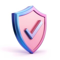 3D shield protection icon with check for online payment on white background concept, user account for 3d security with payment protection on isolated vector render background