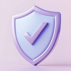 3D shield protection icon with check for online payment on white background concept, user account for 3d security with payment protection on isolated vector render background