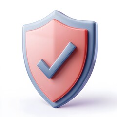 3D shield protection icon with check for online payment on white background concept, user account for 3d security with payment protection on isolated vector render background