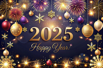Christmas, Greeting card, party, night festival elements. Happy New Year 2025