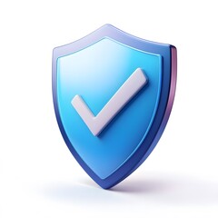 3D shield protection icon with check for online payment on white background concept, user account for 3d security with payment protection on isolated vector render background