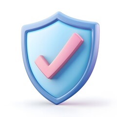3D shield protection icon with check for online payment on white background concept, user account for 3d security with payment protection on isolated vector render background