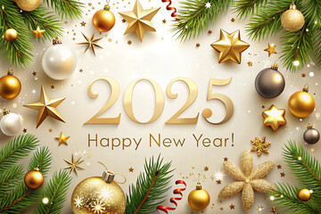 Christmas, Greeting card, party, night festival elements. Happy New Year 2025