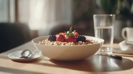 Delicious Breakfast Bowl with Fresh Fruits and Granola