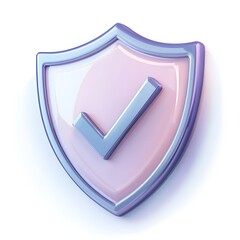 3D shield protection icon with check for online payment on white background concept, user account for 3d security with payment protection on isolated vector render background