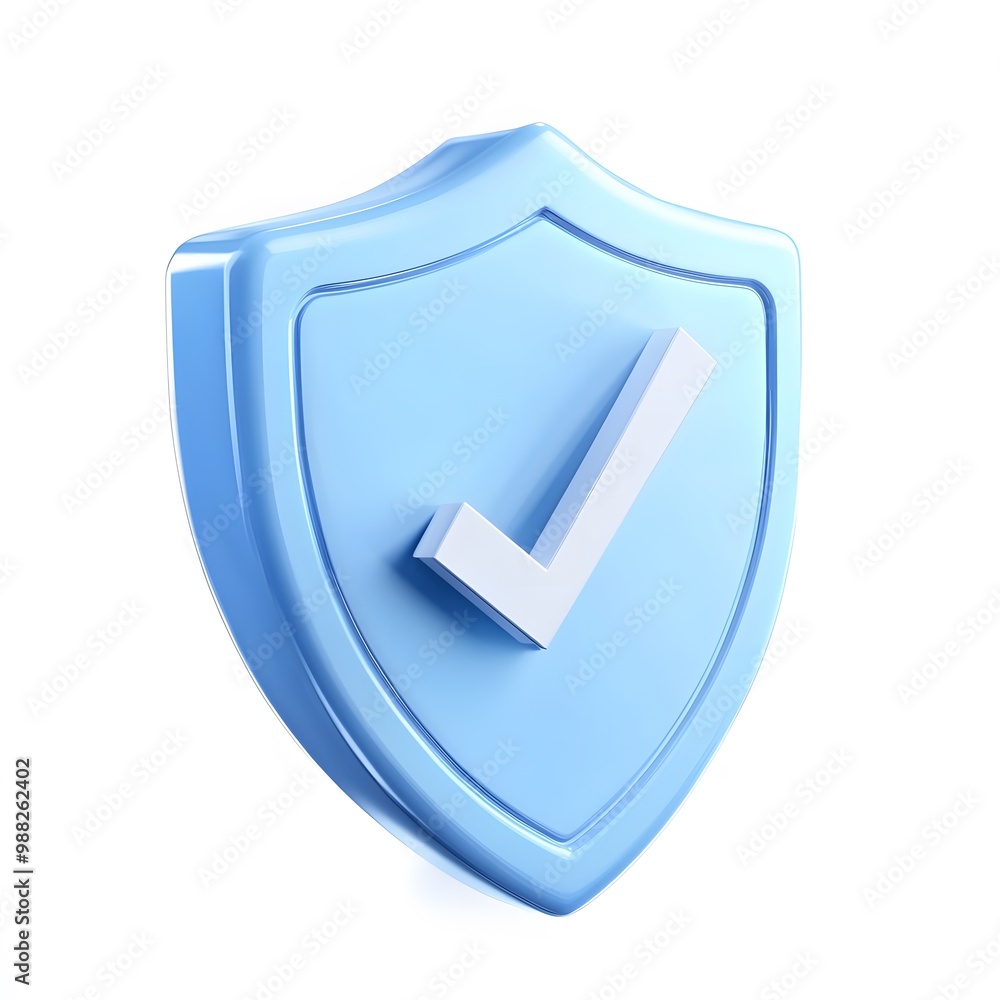 Poster 3d shield protection icon with check for online payment on white background concept, user account fo