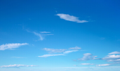 Obraz premium Blue Sky background with tiny Clouds. Summer blue sky. Sky clouds. Blue sky and white clouds background