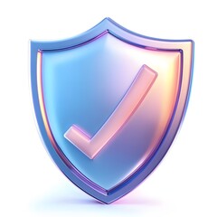 3D shield protection icon with check for online payment on white background concept, user account for 3d security with payment protection on isolated vector render background