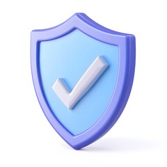 3D shield protection icon with check for online payment on white background concept, user account for 3d security with payment protection on isolated vector render background