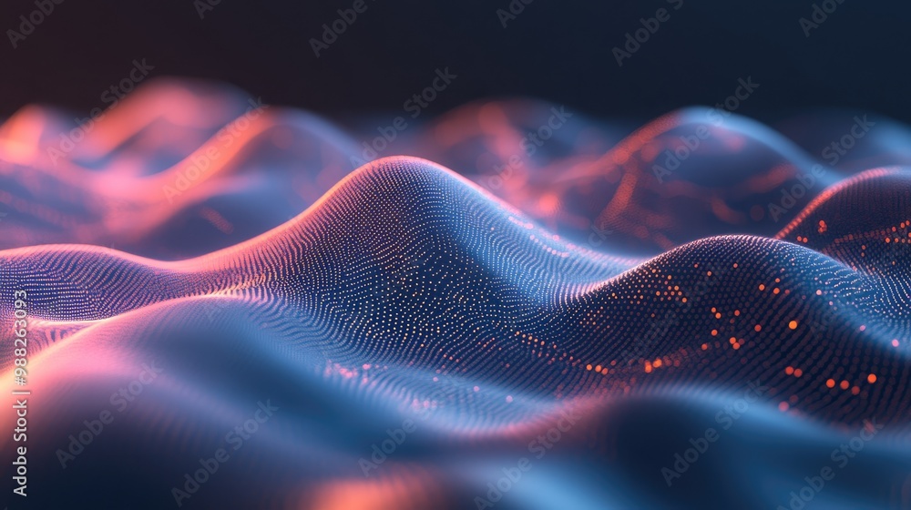 Poster data visualization of optimized mesh edges presented in a clean and flat illustration suitable for p